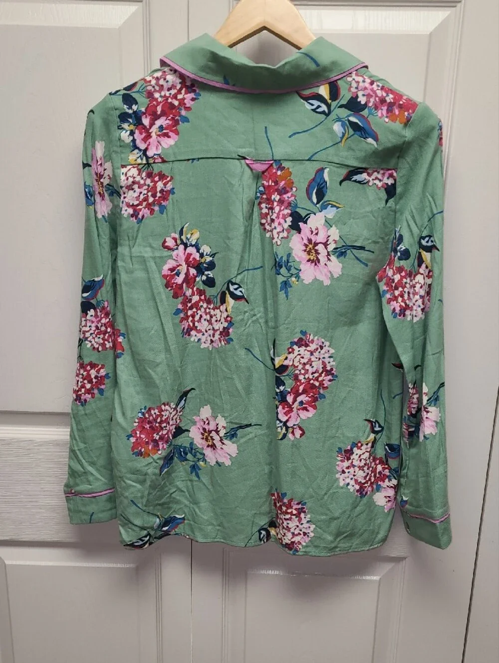 Joules Sleeptight Light Greenflo Cotton Green Mint Floral Pajama Set w/Pink Trim